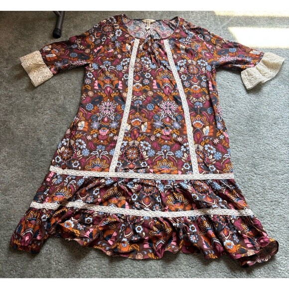 Matilda Jane Dresses & Skirts - Matilda Jane Make Believe Intermission Dress Size L Large Floral Boho Teacher